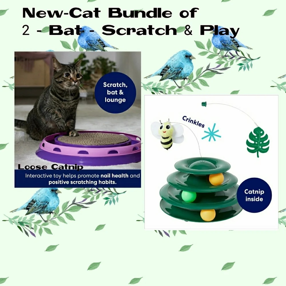 NEW 2-Cat Scratch, Bat, Play Toy Bundle